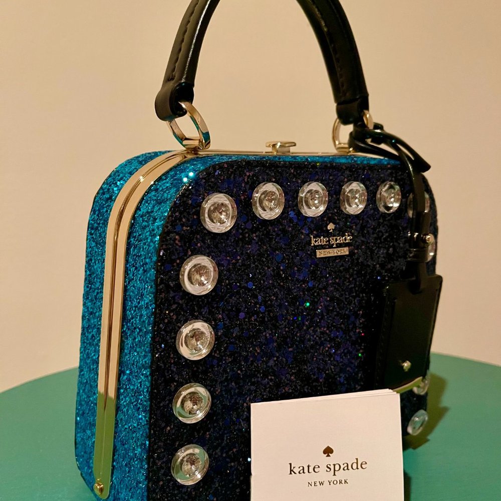 New Kate Spade satchel handbag blue color glitter(leather) - Picture 2 of 12